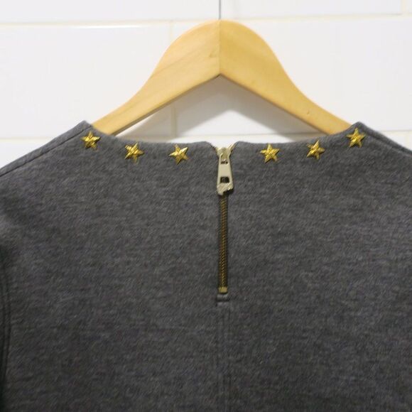 AUTHENTIC VERSACE COLLECTION STUDDED SWEATSHIRT GREY gold STARS size Small LUXE - Picture 6 of 11